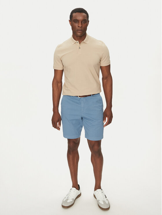 BOSS BOSS Тениска с яка и копчета Pallas 50468362 Бежов Regular Fit