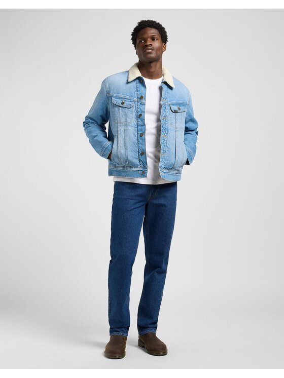 Lee Lee Kurtka jeansowa SHERPA JACKET Niebieski Regular Fit