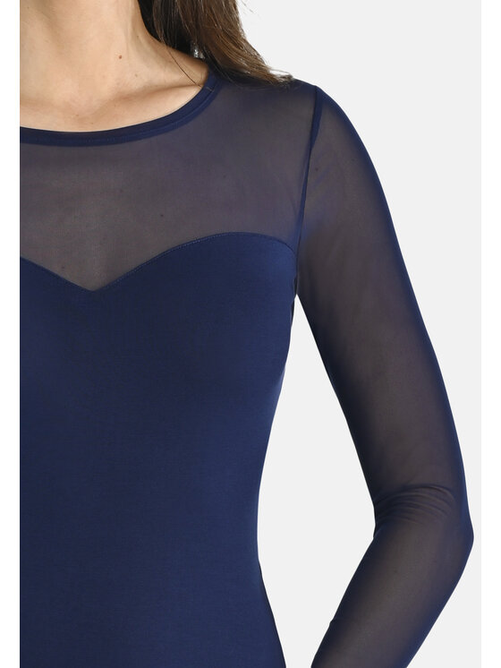 Teyli Teyli Body damskie z siateczką Willow Niebieski Regular Fit