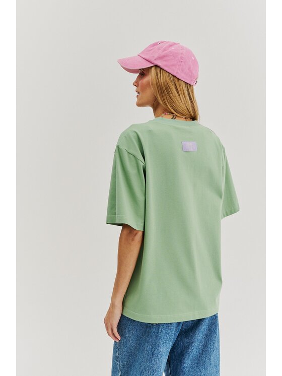 NAOKO NAOKO T-Shirt Daisy Me Rollin' Zielony Regular Fit