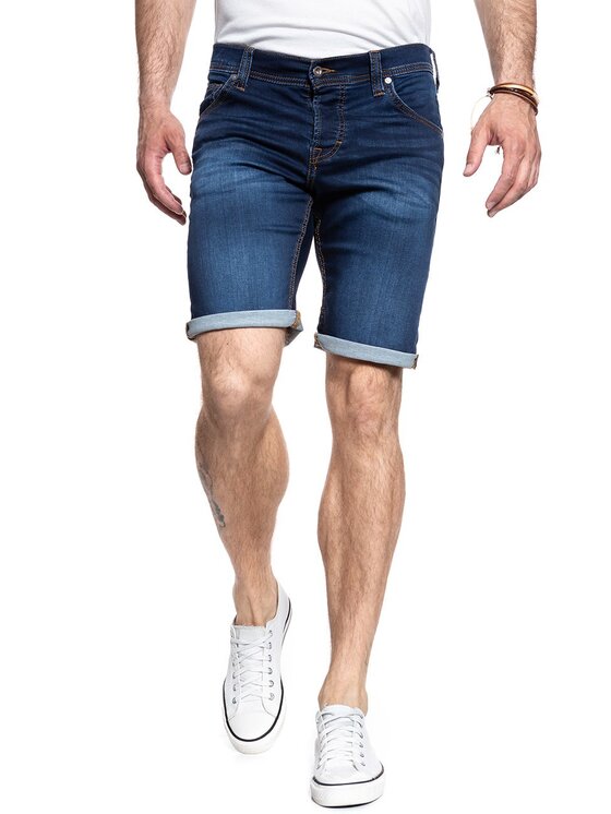 Mustang Mustang Szorty jeansowe CHICAGO SHORT Niebieski Slim Fit