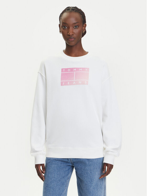 Tommy Jeans Tommy Jeans Bluză Gradient Flag DW0DW21396 Alb Relaxed Fit