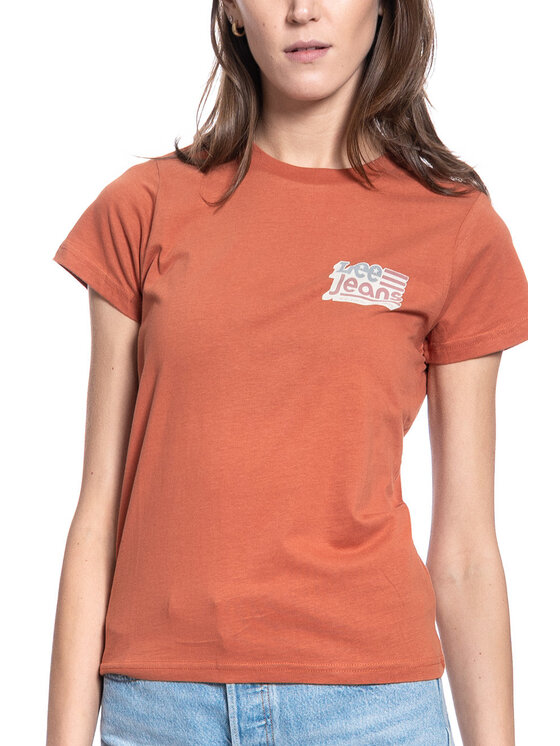 Lee Lee T-Shirt CREW NECK TEE Pomarańczowy Regular Fit
