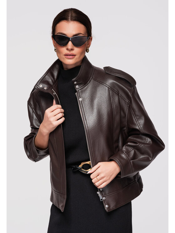 Ombre Ombre Kurtka przejściowa OW-JAFL-0104 Brązowy Oversize