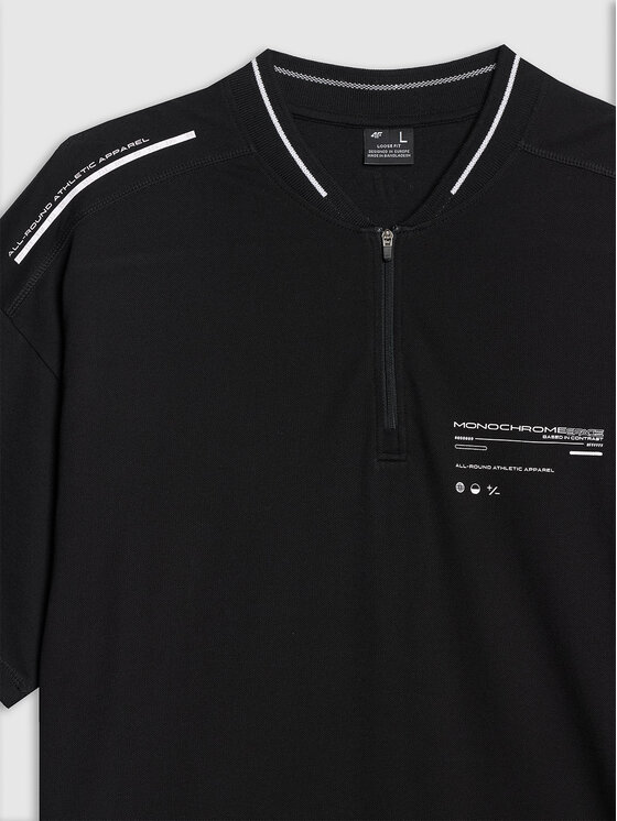 4F 4F Polo DUO DYNAMICS Czarny Oversize
