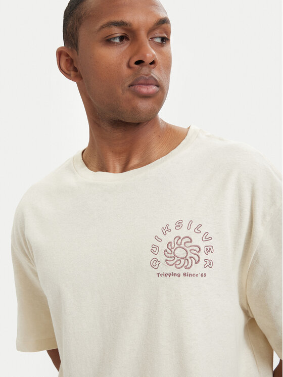 Quiksilver Quiksilver T-Shirt Curve Palm EQYZT08303 Kremowy Regular Fit