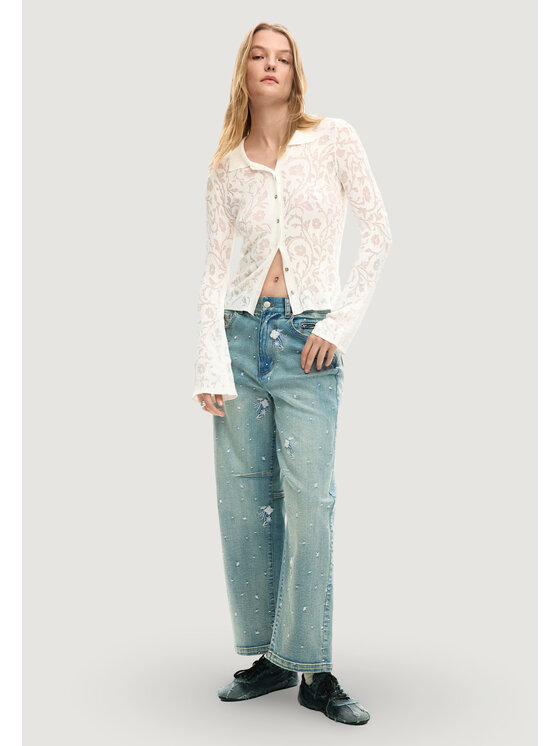 Desigual Desigual Longsleeve TS_LISBOA Λευκό Casual Fit