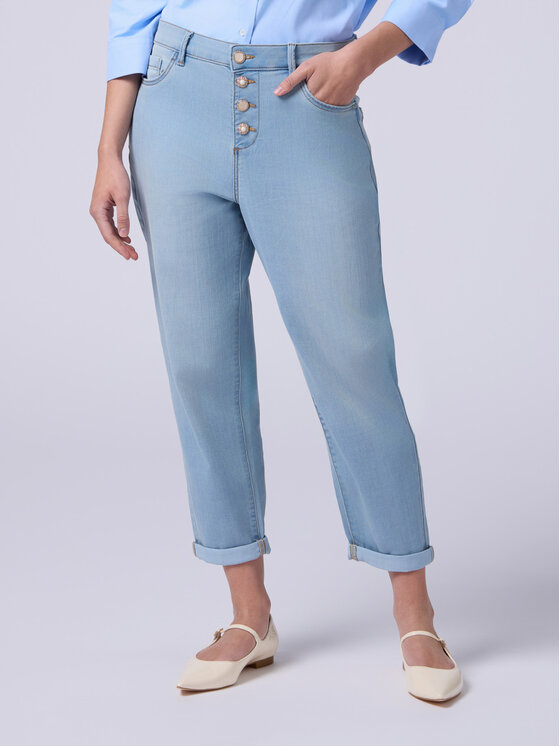Oltre Oltre Jeans P493R008173N0A4 Turchese Boxy Fit