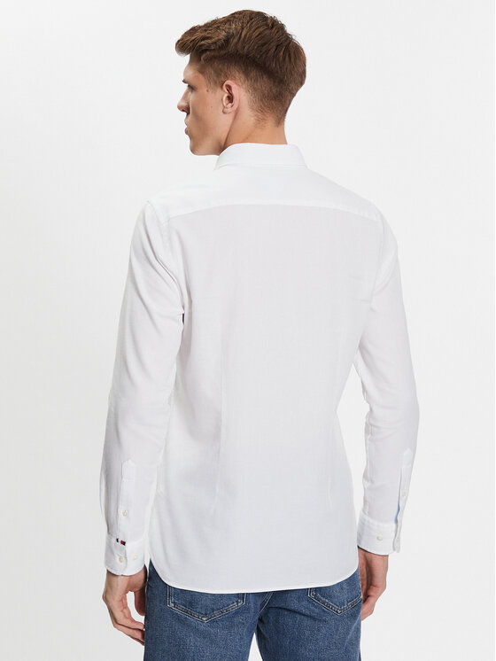 Tommy Hilfiger Tommy Hilfiger Camicia Flex Dobby MW0MW31816 Bianco Slim Fit