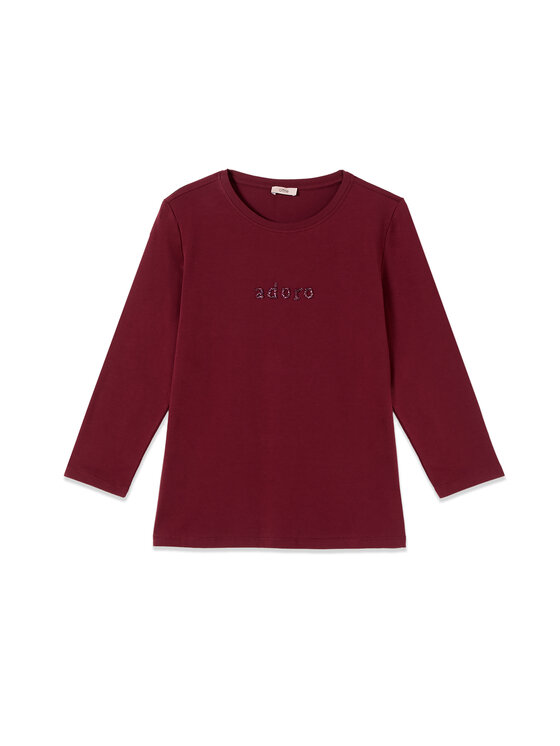 Oltre Oltre T-Shirt G07MJ004926N036 Bordowy Regular Fit