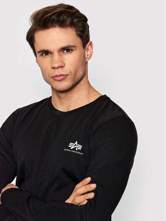 Alpha Industries Alpha Industries Longsleeve Back Print Heavy 116571 Czarny Regular Fit