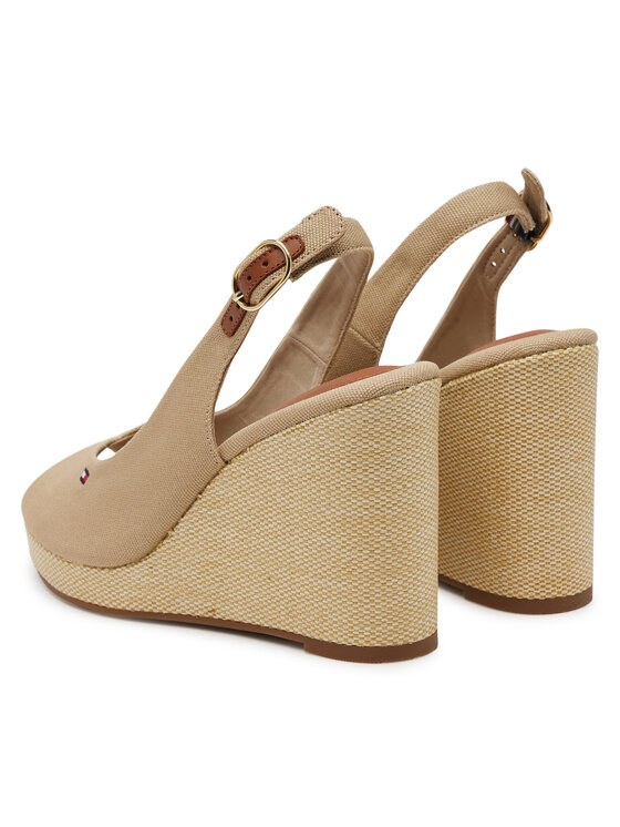 Tommy Hilfiger Tommy Hilfiger Espadrillid Flag High Wedge Espad Slingback FW0FW08597 Beež