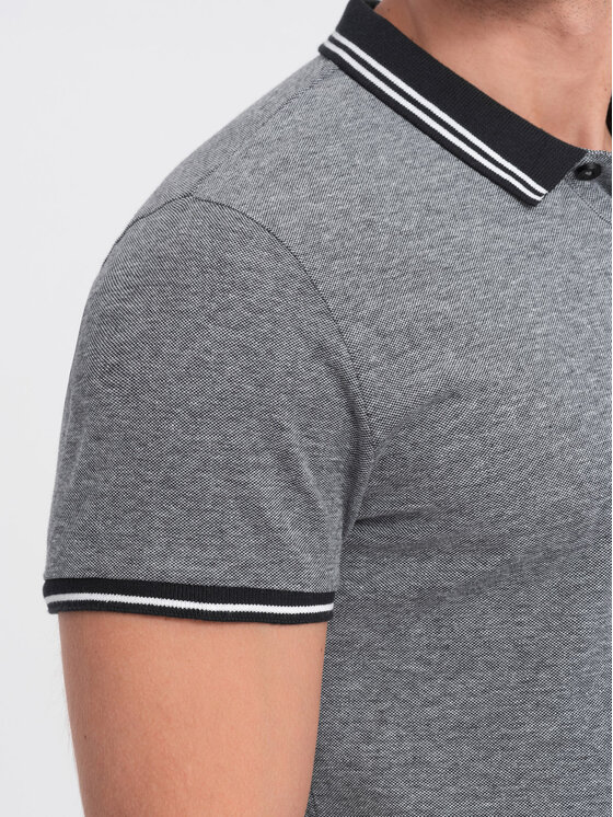 Ombre Ombre Polo OM-POSS-0109 Czarny Regular Fit