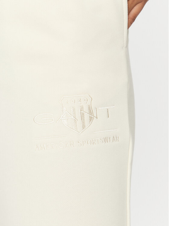 Gant Gant Spodnie dresowe Reg Tonal Shield 4200709 Écru Regular Fit