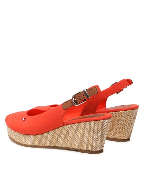 Tommy Hilfiger Tommy Hilfiger Сандали Iconic Elba Sling Back Wedge FW0FW04788 Оранжев