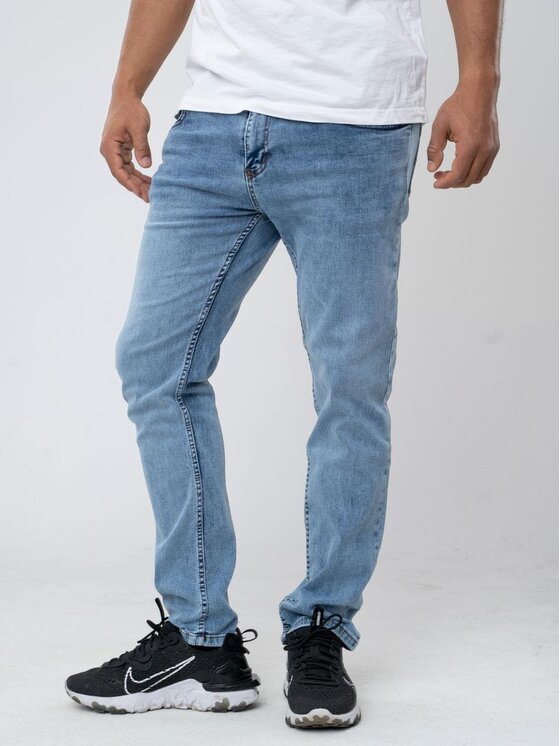 Urban Socks Urban Socks Spodnie materiałowe Spodnie Jeansowe Slim K&L Jeans W Stitching Marmurkowe Jasne Niebieskie 39 Niebieski Reglan Fit