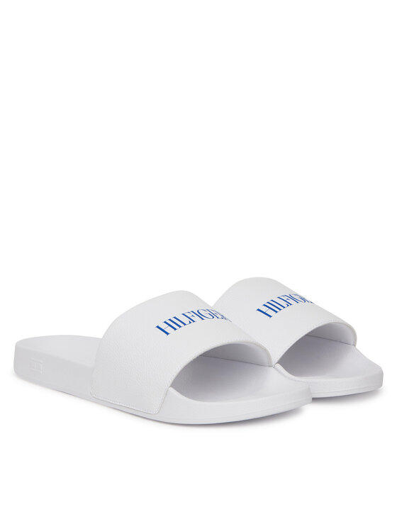 Tommy Hilfiger Tommy Hilfiger Şlapi Hilfiger Print Tumble Pool Slide FM0FM05505 Alb