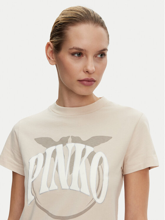 PINKO PINKO T-Shirt Start 101752 A2CT Beżowy Regular Fit
