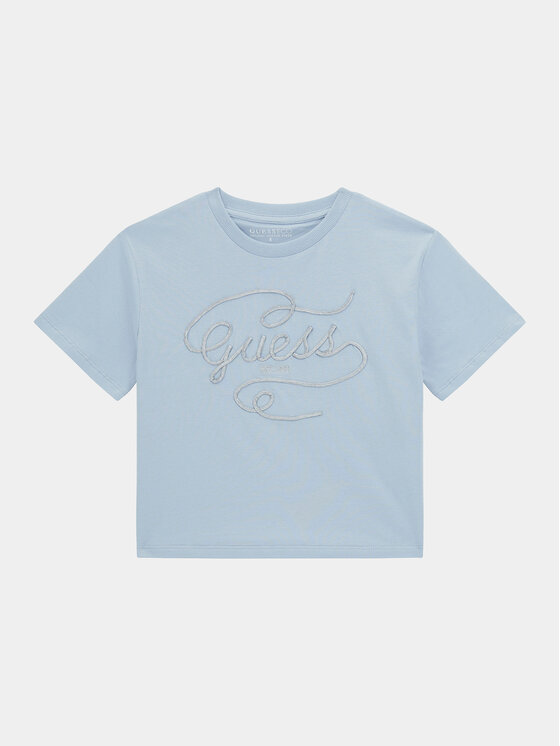 Guess Guess Tricou J4RI18 K8HM4 Albastru celest Regular Fit