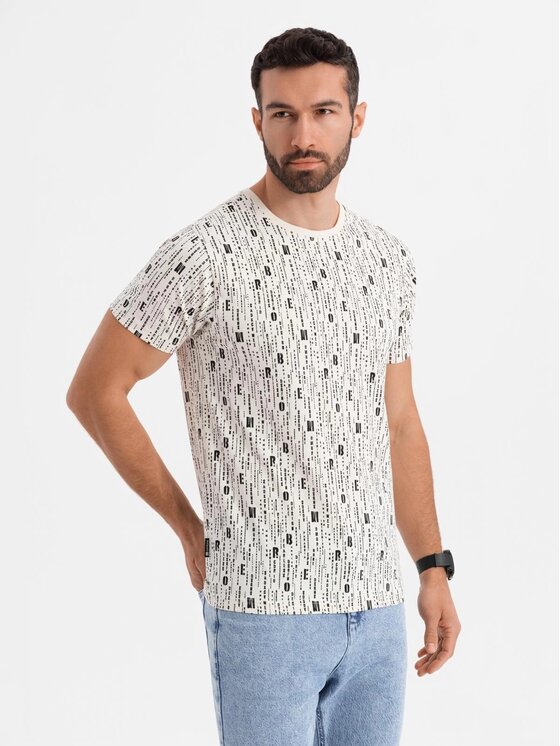 Ombre Ombre T-Shirt OM-TSFP-0225 Écru Regular Fit