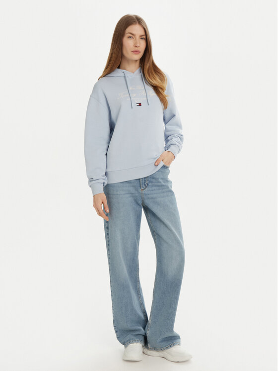 Tommy Hilfiger Tommy Hilfiger Bluză Modern Script Graphic WW0WW43842 Albastru celest Regular Fit