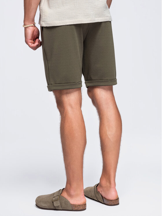 Ombre Ombre Szorty materiałowe OM-SRCS-0206 Khaki Boxy Fit