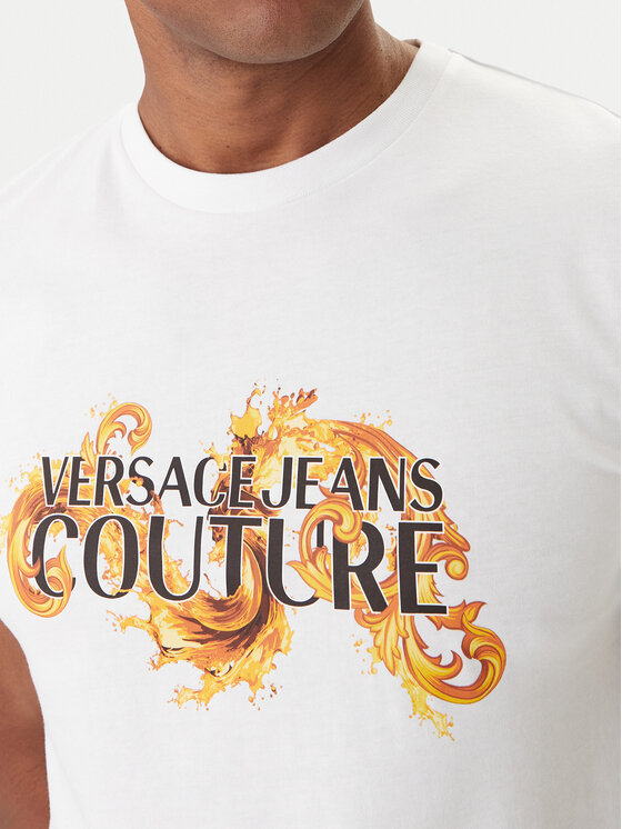 Versace Jeans Couture Versace Jeans Couture T-krekls 80GAHE02 CJ00E Balts Regular Fit