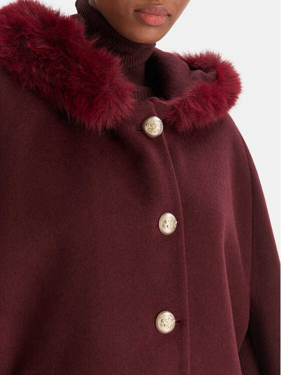 YES LONDON YES LONDON Płaszcz wełniany CD1223 Bordowy Regular Fit
