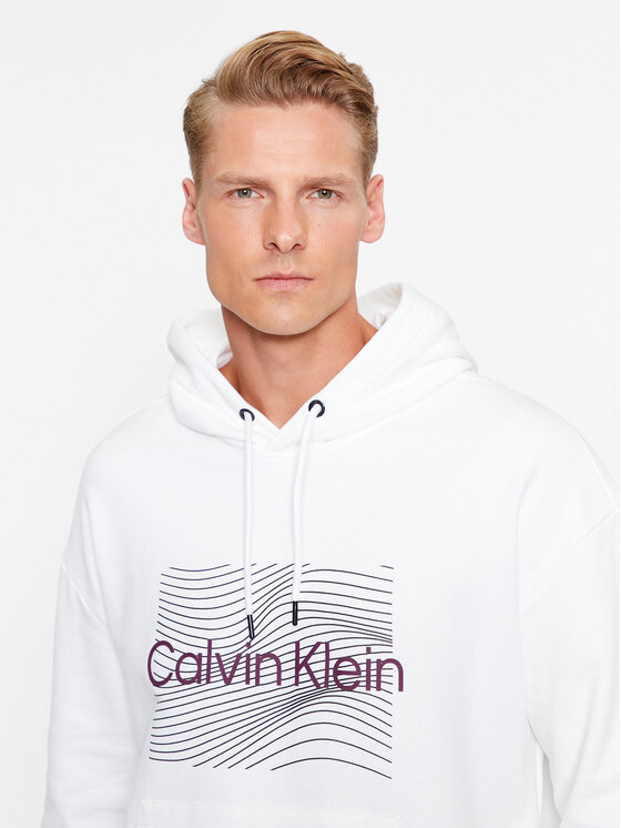 Calvin Klein Суитшърт Wave Lines Hero K10k112774 Бял Regular Fit