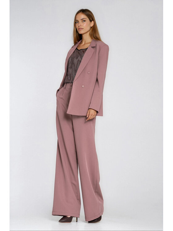 NIFE NIFE Kalhoty z materiálu SD127 Hnědá Wide Leg