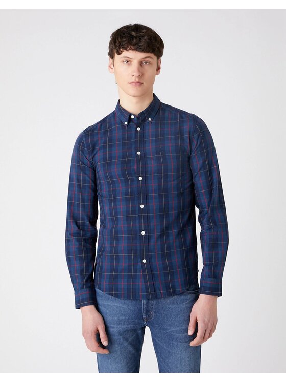 Wrangler Wrangler Camicia LS 1 PKT BUTTON DOWN Blu Regular Fit