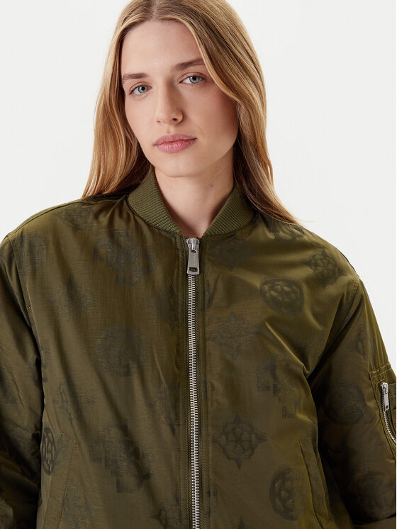 Guess Guess Bomber striukė W5YL08 WHDK2 Chaki Regular Fit