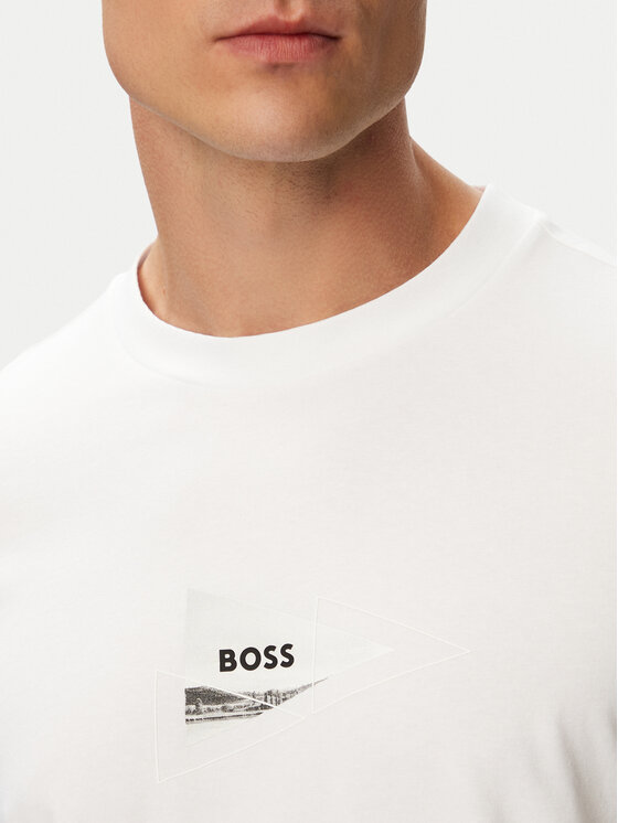 BOSS BOSS Póló TS_Network Photo 50564740 Fehér Regular Fit