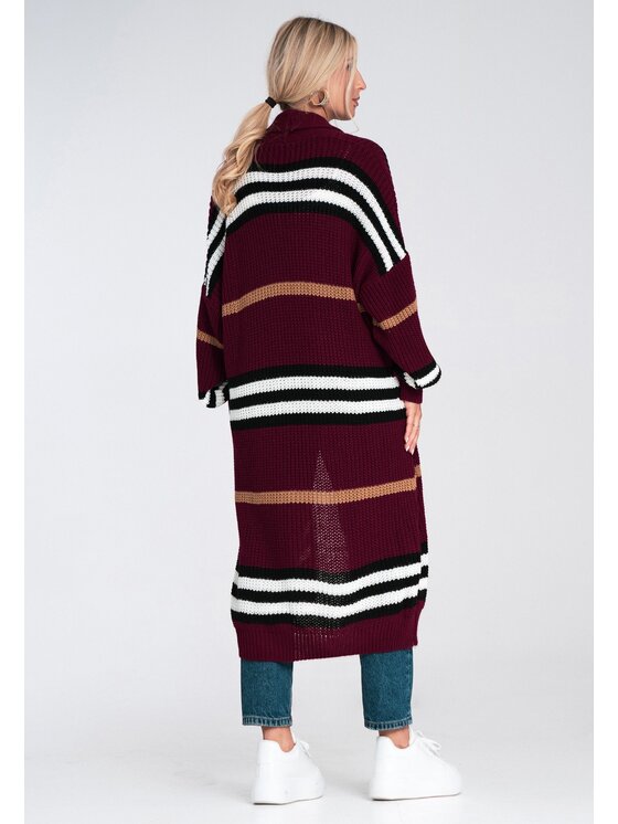 FIGL FIGL Kardigan M1246 Bordowy Regular Fit