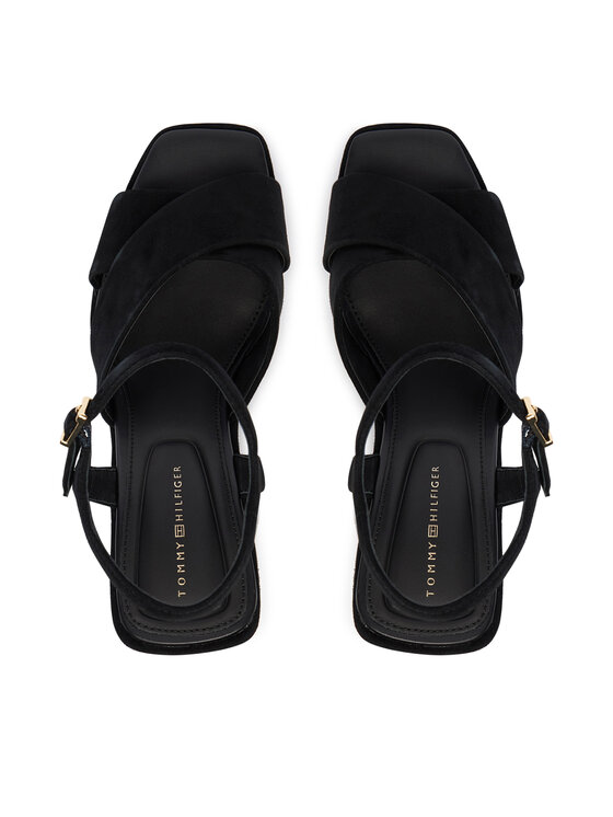 Tommy Hilfiger Tommy Hilfiger Sandále Suede Wrapped High Wedge FW0FW09218 Čierna