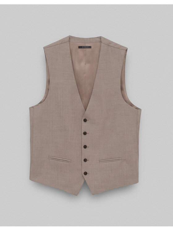 Borgio Borgio Kamizelka garniturowa zimone Beżowy Slim Fit