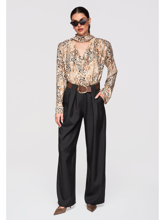 Ombre Ombre Spodnie materiałowe OW-PACP-0101 Czarny Relaxed Fit