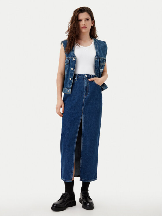 Calvin Klein Jeans Calvin Klein Jeans Džínsová sukňa J20J224531 Tmavomodrá Straight Fit