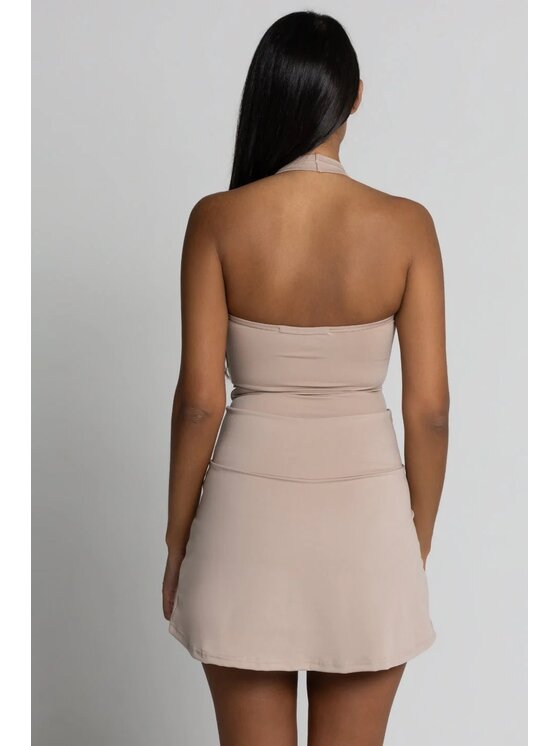 Chiara Wear Chiara Wear Top Top I AM z dekoltem z tyłu z mocowaniem na karku Beżowy Slim Fit