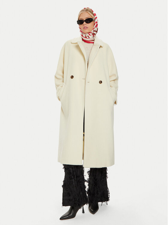Marella Marella Cappotto di lana Dede 2423016082 Écru Regular Fit
