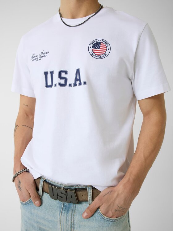 Guess Jeans Guess Jeans T-Shirt 183094 Bílá Classic Fit