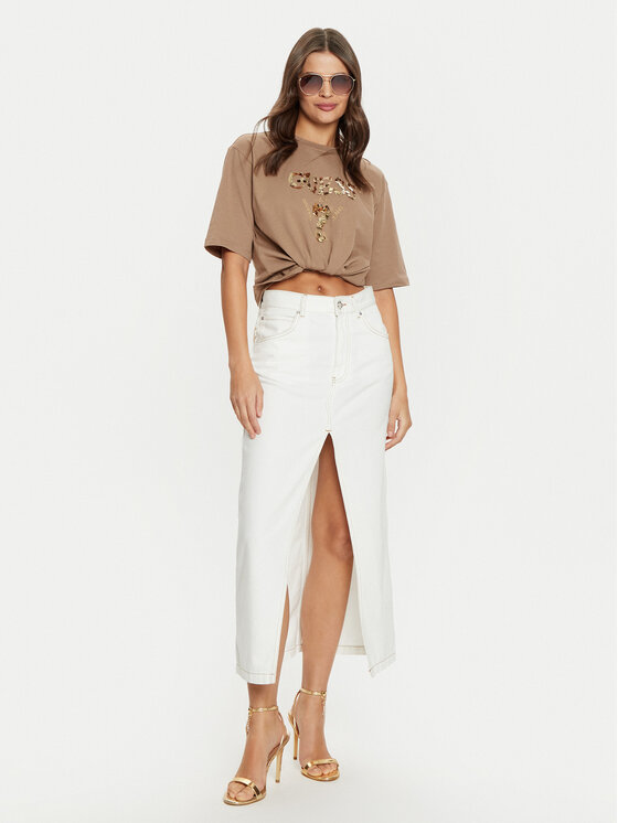Guess Guess Футболка V4YI06 I3Z14 Коричневий Boxy Fit