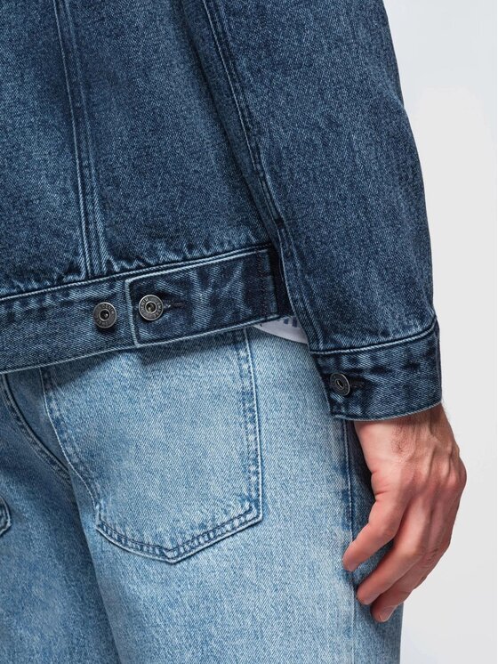 Ombre Ombre Kurtka jeansowa OM-JADJ-0219 Niebieski Regular Fit