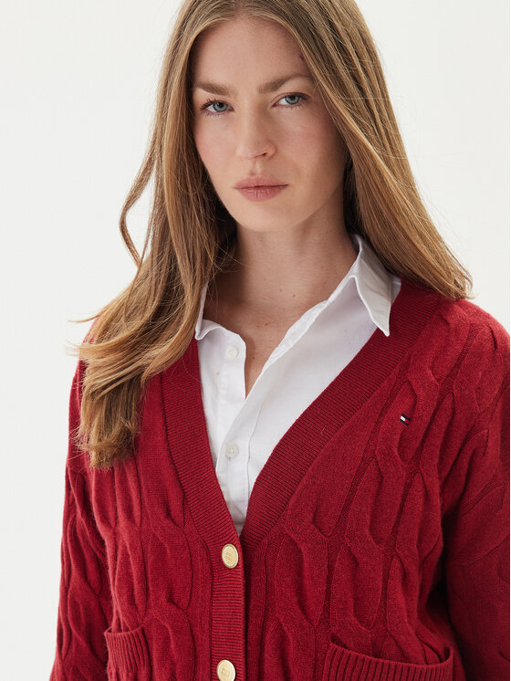 Tommy Hilfiger Tommy Hilfiger Strickjacke WW0WW43089 Rot Regular Fit