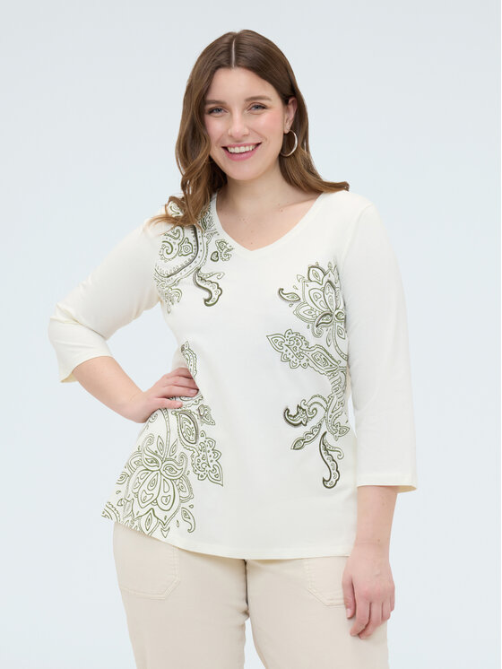 Fiorella Rubino Fiorella Rubino Bluzka G0BVL009218N002 Kremowy A-Line Fit