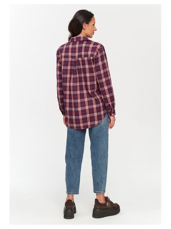 Makadamia Makadamia Koszula C75 Bordowy Loose Fit