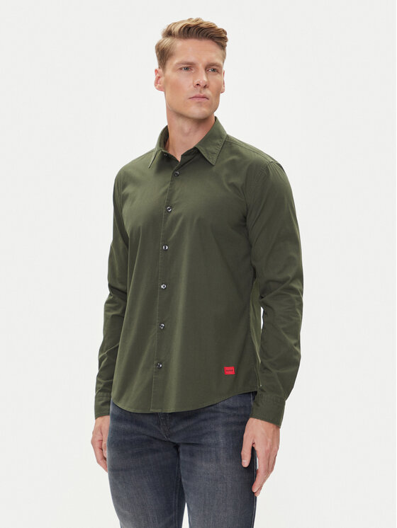 HUGO HUGO Košile Ermo 50500216 Zelená Slim Fit
