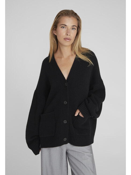 Style Republic Style Republic Kardigan Mieszanka wełny i kaszmiru Czarny Oversize