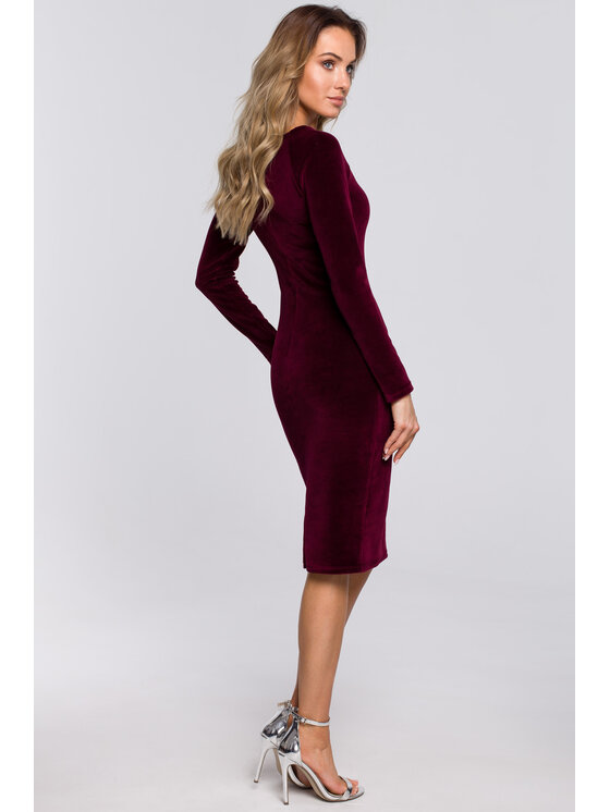 Made of Emotion Made of Emotion Sukienka koktajlowa M565 Bordowy A-Line Fit