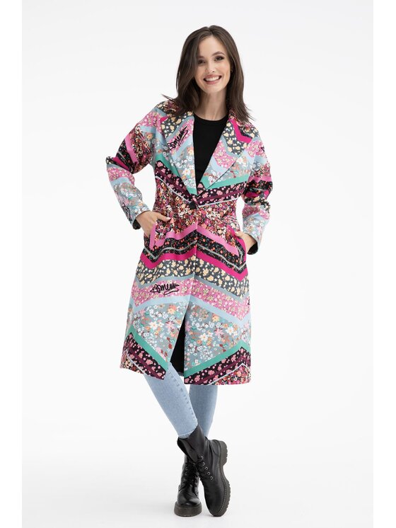 NAOKO Naoko Kabát pro přechodné období Floral RhapsodyFloral Rhapsody Barevná Regular Fit